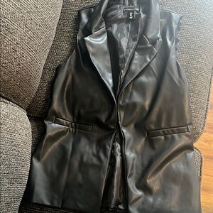 Chic Black Faux Leather Vest